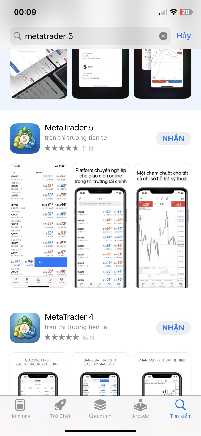 Ảnh hướng dẫn cách tải Metatrader 5 trên điện thoại iPhone hệ điều hành iOS